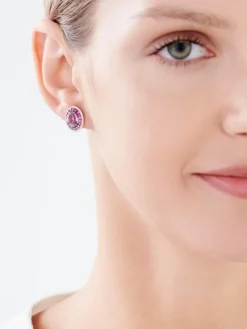 Apart Kolczyki z różowego złota diamentami, szafirami i ametystami - próba 585< Kolczyki Z Diamentami