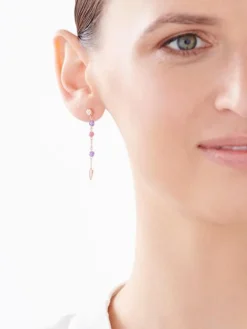 Apart Kolczyki z różowego złota z diamentami, ametystami i turmalinami - próba 375< Kolczyki Z Diamentami