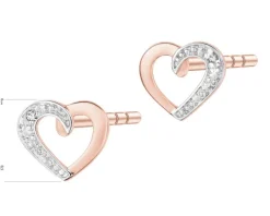 Apart Kolczyki z różowego złota z diamentami – serca - 0,005 ct - próba 375< Kolczyki Z Diamentami