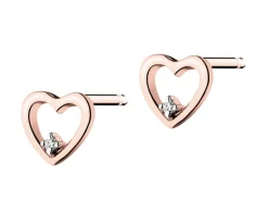 Apart Kolczyki z różowego złota z diamentami - serca - 0,008 ct - próba 375< Kolczyki Z Diamentami