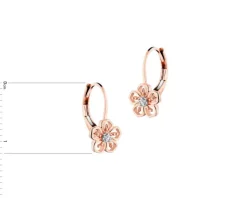 Hot Apart Kolczyki z różowego złota z diamentami - kwiaty - 0,01 ct - próba 375