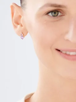 Sale Apart Kolczyki z różowego złota z diamentami i ametystami - próba 375