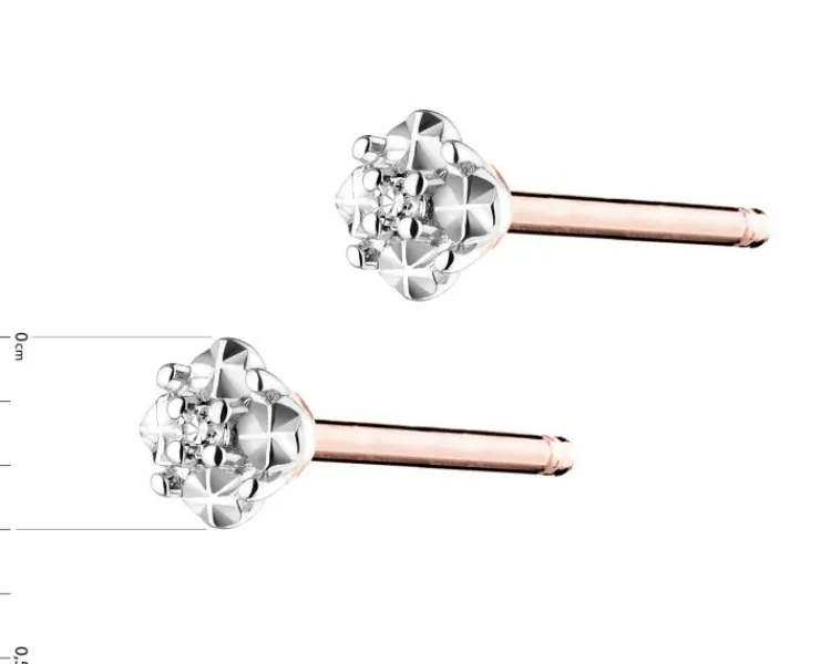 Clearance Apart Kolczyki z różowego złota z diamentami - 0,006 ct - próba 375