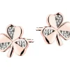 Sale Apart Kolczyki z różowego złota z diamentami – koniczyny - 0,01 ct - próba 375