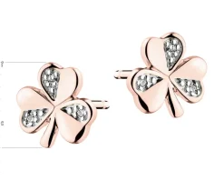 Sale Apart Kolczyki z różowego złota z diamentami – koniczyny - 0,01 ct - próba 375