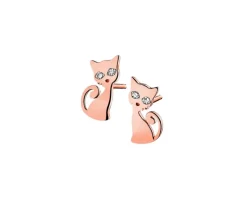 New Apart Kolczyki z różowego złota z diamentami - koty - 0,01 ct - próba 375
