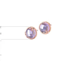 Apart Kolczyki z różowego złota z diamentami i ametystami - liście - próba 585< Kolczyki Z Diamentami