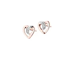 Clearance Apart Kolczyki z różowego  złota z diamentami - serca - 0,005 ct - próba 375