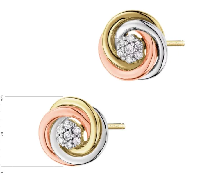 Apart Kolczyki z żółtego, białego i różowego złota z diamentami - 0,08 ct - próba 585< Wszystkie