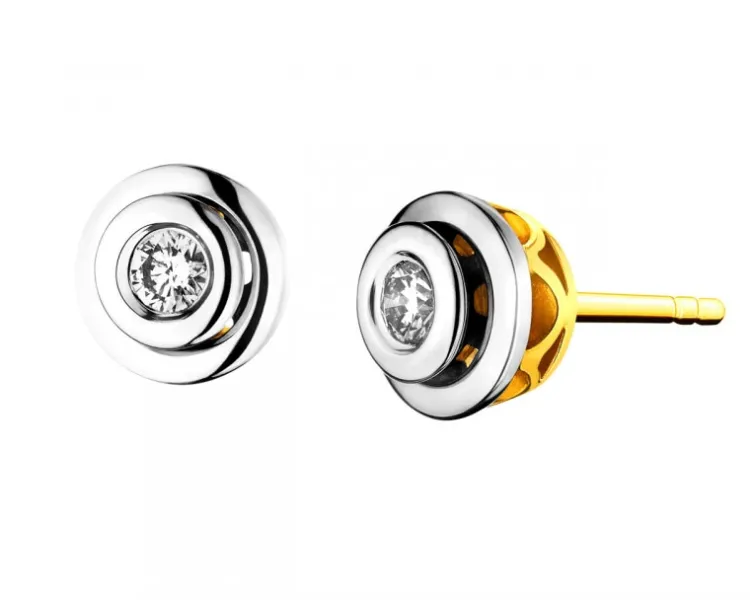 Apart Kolczyki z żółtego i białego złota z brylantami - 0,15 ct - próba 585< Wszystkie