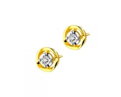 Hot Apart Kolczyki z żółtego i białego złota z brylantami - 0,05 ct - próba 375