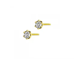 Outlet Apart Kolczyki z żółtego i białego złota z brylantami - 0,02 ct - próba 585