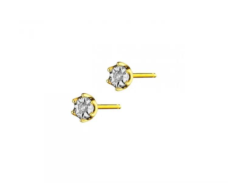 Outlet Apart Kolczyki z żółtego i białego złota z brylantami - 0,02 ct - próba 585