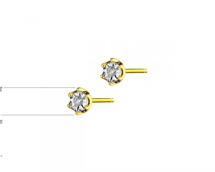 Outlet Apart Kolczyki z żółtego i białego złota z brylantami - 0,02 ct - próba 585