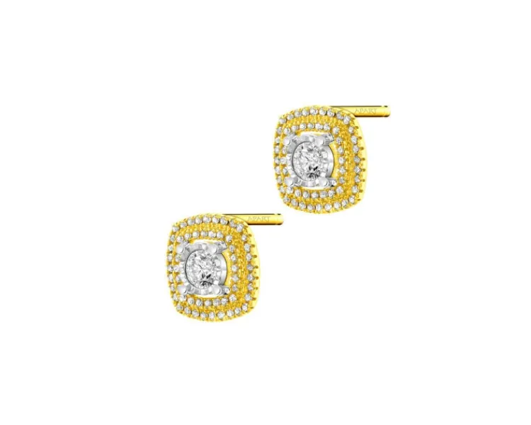 Outlet Apart Kolczyki z żółtego i białego złota z diamentami - 0,30 ct - próba 585