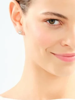Outlet Apart Kolczyki z żółtego i białego złota z diamentami - 0,30 ct - próba 585