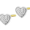 Clearance Apart Kolczyki z żółtego i białego złota z diamentami - serca - 0,07 ct - próba 375