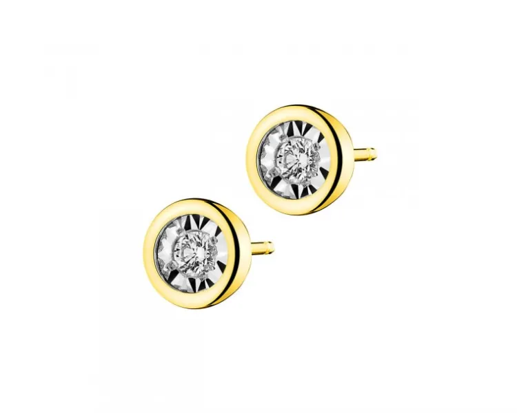 Apart Kolczyki z żółtego i białego złota z brylantami - 0,10 ct - próba 375< Kolczyki Z Diamentami