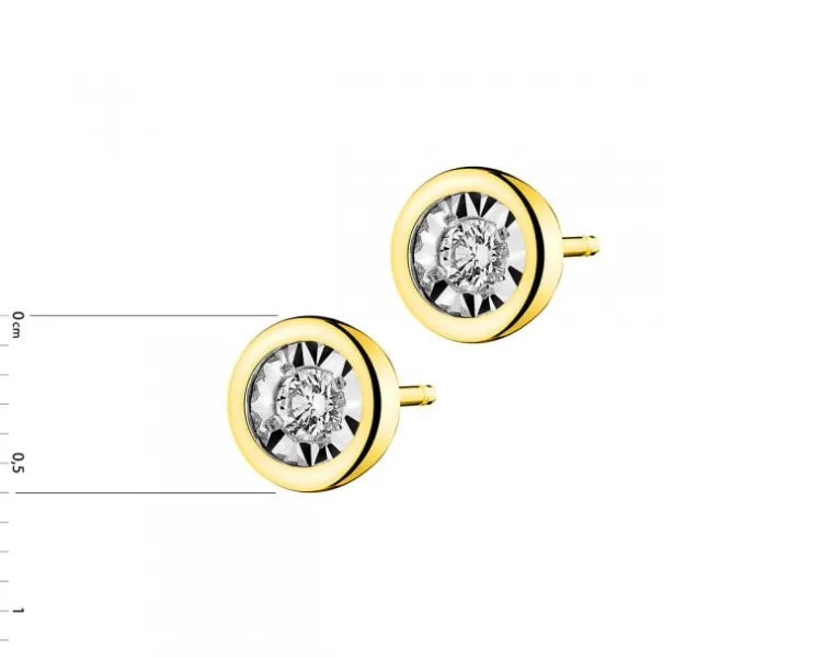 Apart Kolczyki z żółtego i białego złota z brylantami - 0,10 ct - próba 375< Kolczyki Z Diamentami
