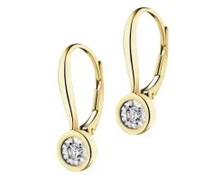 Outlet Apart Kolczyki z żółtego i białego złota z brylantami - 0,10 ct - próba 375