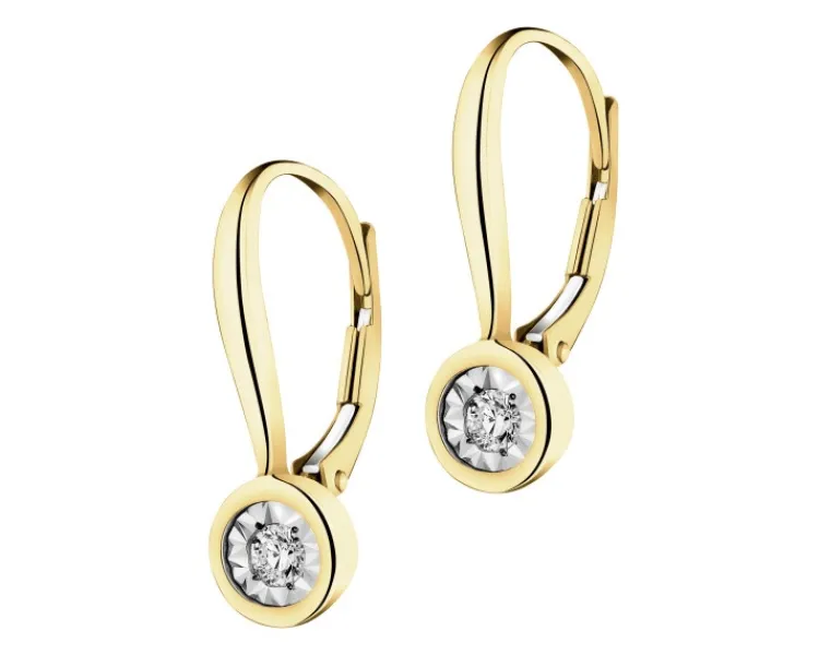 Outlet Apart Kolczyki z żółtego i białego złota z brylantami - 0,10 ct - próba 375