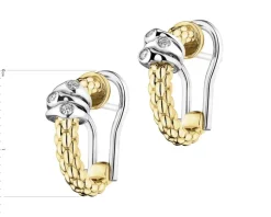 Best Fope Kolczyki z żółtego i białego złota z brylantami - 0,08 ct - próba 750