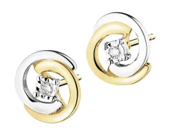 Apart Kolczyki z żółtego i białego złota z brylantami - 0,02 ct - próba 585< Kolczyki Z Diamentami