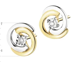 Apart Kolczyki z żółtego i białego złota z brylantami - 0,02 ct - próba 585< Kolczyki Z Diamentami