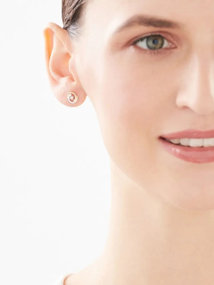 Apart Kolczyki z żółtego i białego złota z brylantami - 0,02 ct - próba 585< Kolczyki Z Diamentami