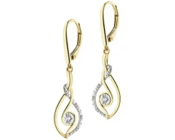 Outlet Apart Kolczyki z żółtego i białego złota z diamentami - 0,07 ct - próba 585