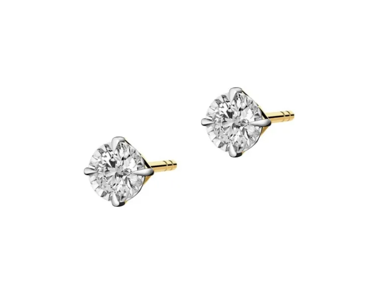 Apart Kolczyki z żółtego i białego złota z brylantami - 0,16 ct - próba 585< Wszystkie