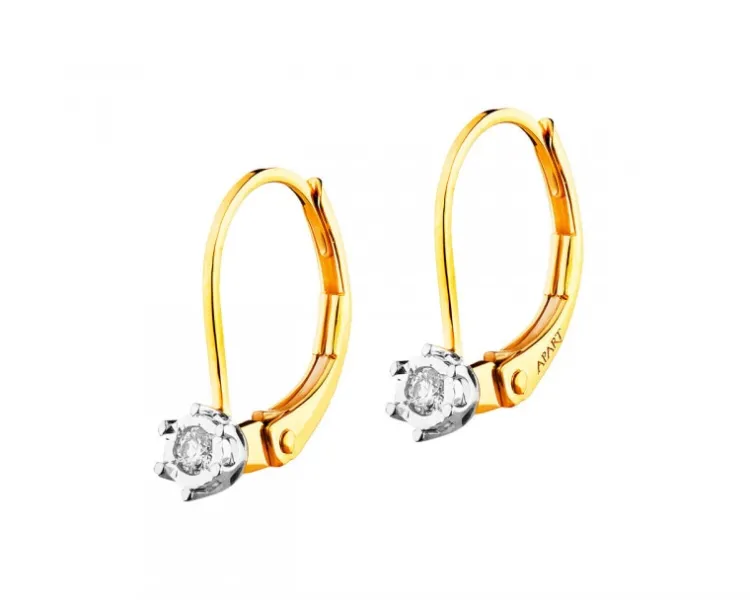 Sale Apart Kolczyki z żółtego i białego złota z brylantami - 0,05 ct - próba 585