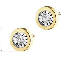 Apart Kolczyki z żółtego i białego złota z brylantami - 0,04 ct - próba 375< Kolczyki Z Diamentami