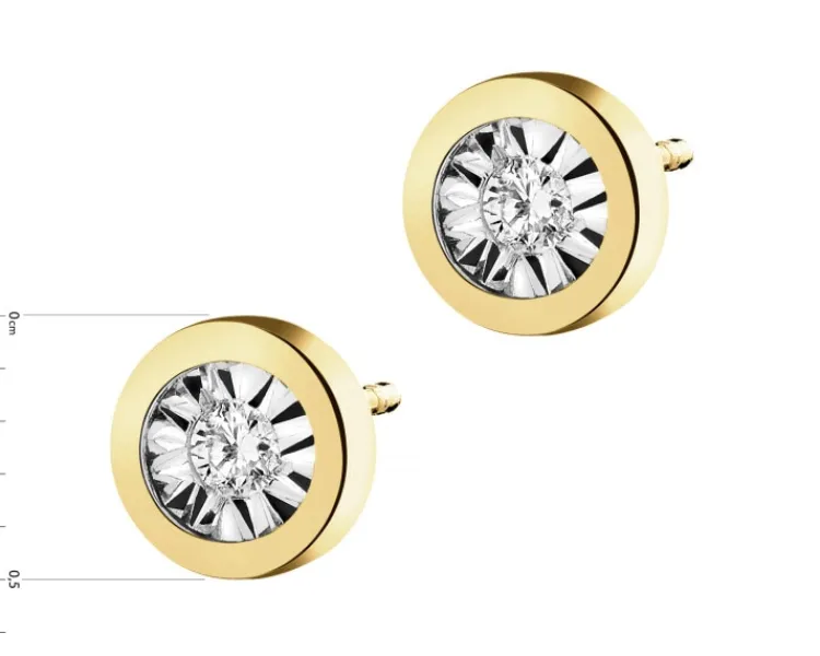 Apart Kolczyki z żółtego i białego złota z brylantami - 0,04 ct - próba 375< Kolczyki Z Diamentami
