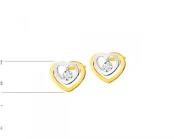 Sale Apart Kolczyki z żółtego i białego złota z brylantami - serca - 0,02 ct - próba 375
