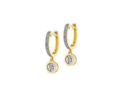 Outlet Apart Kolczyki z żółtego i białego złota z diamentami - 0,19 ct - próba 585