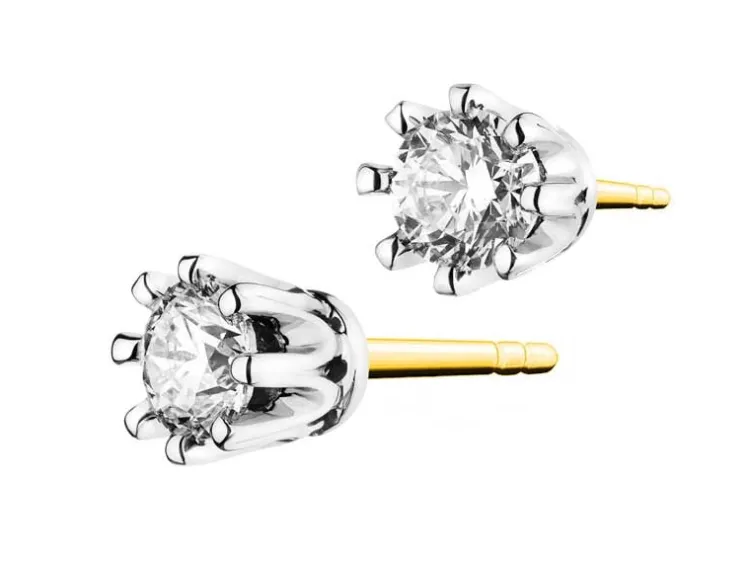 Apart Kolczyki z żółtego i białego złota z brylantami - 0,32 ct - próba 585< Kolczyki Z Diamentami