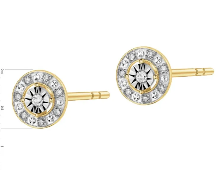 Sale Apart Kolczyki z żółtego i białego złota z diamentami - 0,08 ct - próba 375