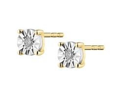 Apart Kolczyki z żółtego i białego złota z brylantami - 0,02 ct - próba 375< Kolczyki Z Diamentami