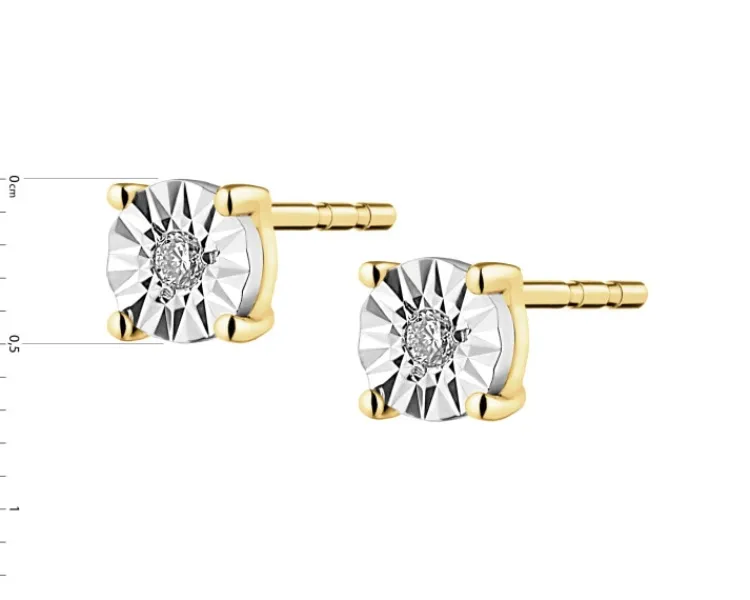 Apart Kolczyki z żółtego i białego złota z brylantami - 0,02 ct - próba 375< Kolczyki Z Diamentami