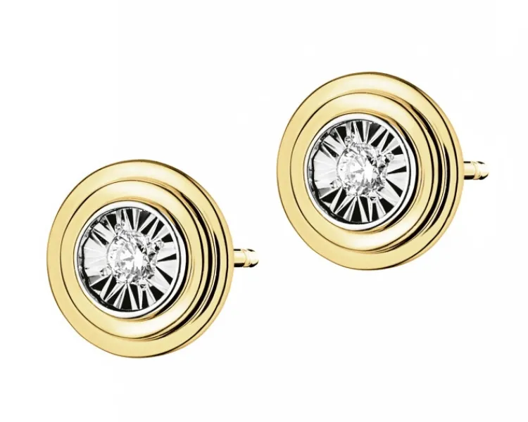 Sale Apart Kolczyki z żółtego i białego złota z brylantami - 0,04 ct - próba 585