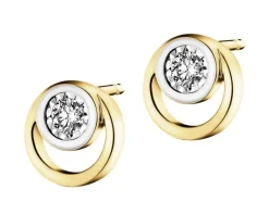 Clearance Apart Kolczyki z żółtego i białego złota z brylantami - 0,12 ct - próba 585