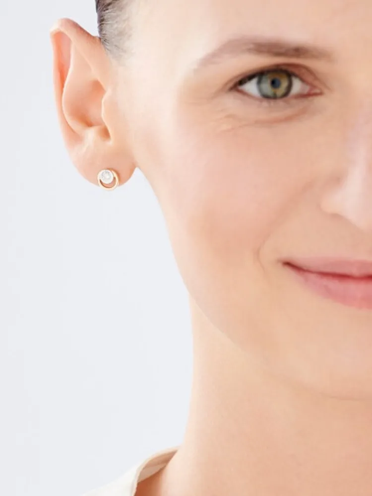 Clearance Apart Kolczyki z żółtego i białego złota z brylantami - 0,12 ct - próba 585