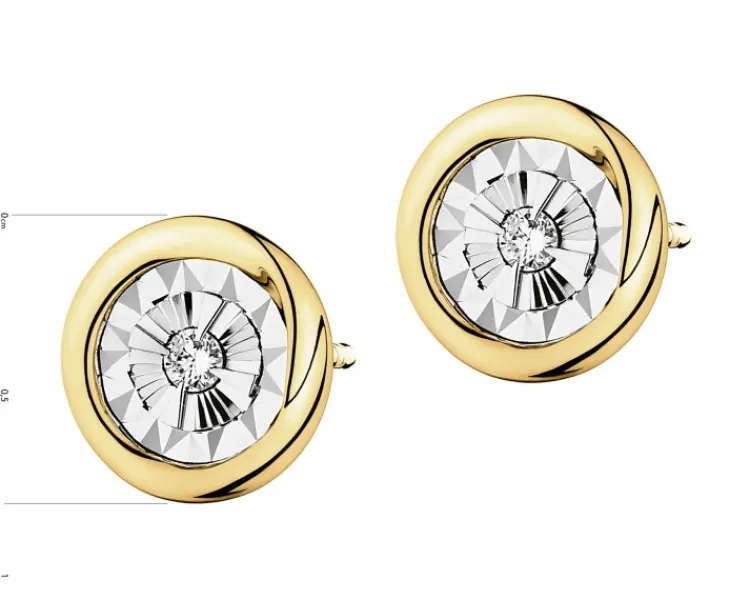 Apart Kolczyki z żółtego i białego złota z brylantami - 0,04 ct - próba 375< Kolczyki Z Diamentami