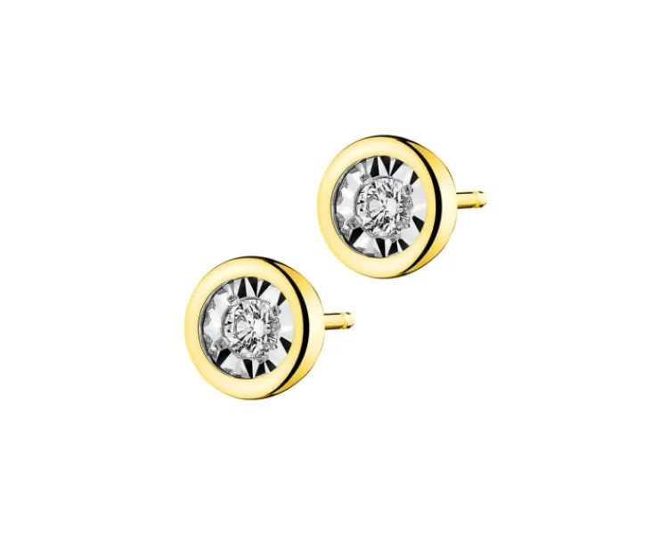 Apart Kolczyki z żółtego i białego złota z brylantami - 0,10 ct - próba 585< Kolczyki Z Diamentami