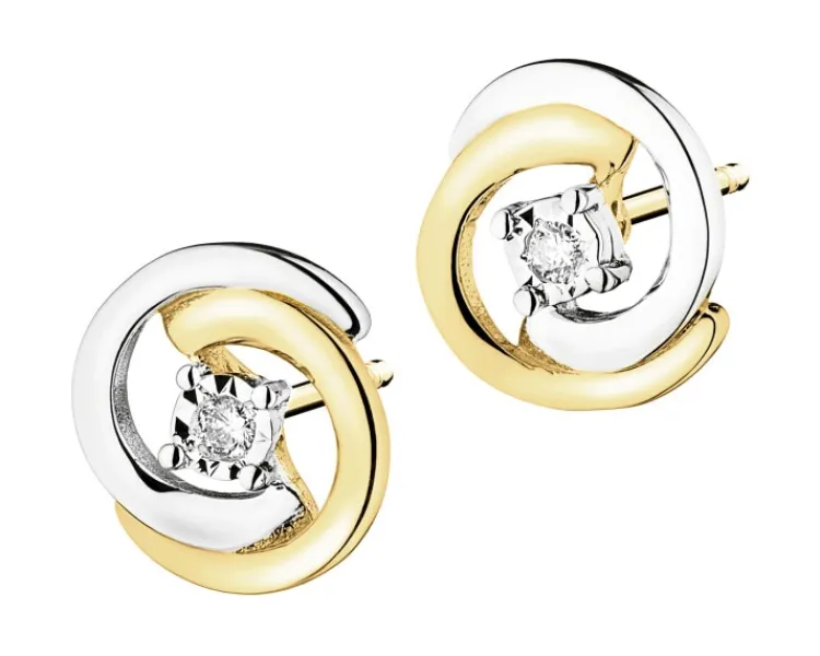 Best Apart Kolczyki z żółtego i białego złota z brylantami - 0,02 ct - próba 375