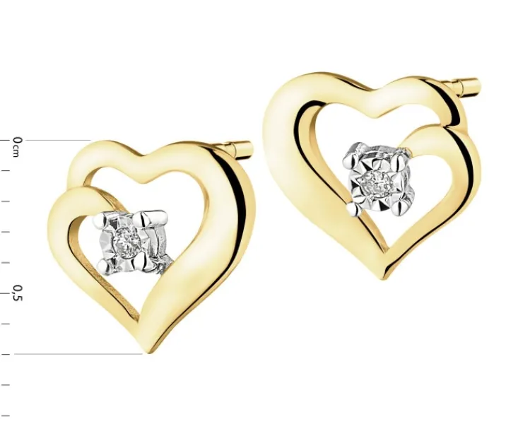 Apart Kolczyki z żółtego i białego złota z brylantami - serca - 0,01 ct - próba 375< Wszystkie