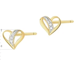 New Apart Kolczyki z żółtego złota z brylantami - serca - 0,008 ct - próba 375