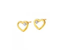 Apart Kolczyki z żółtego złota z brylantami - serca - 0,01 ct - próba 375< Kolczyki Z Diamentami