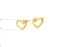 Apart Kolczyki z żółtego złota z brylantami - serca - 0,01 ct - próba 375< Kolczyki Z Diamentami
